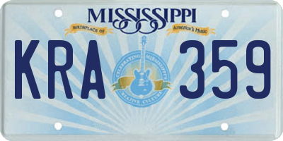 MS license plate KRA359