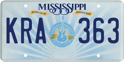 MS license plate KRA363