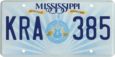 MS license plate KRA385