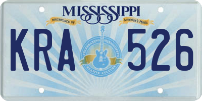 MS license plate KRA526