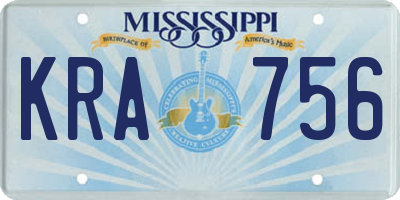 MS license plate KRA756