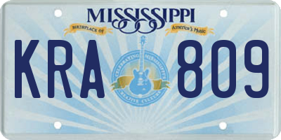 MS license plate KRA809