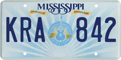 MS license plate KRA842