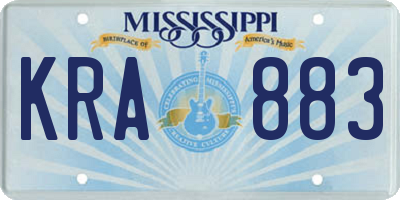 MS license plate KRA883