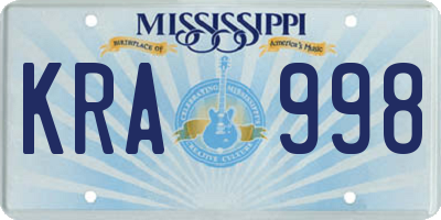 MS license plate KRA998