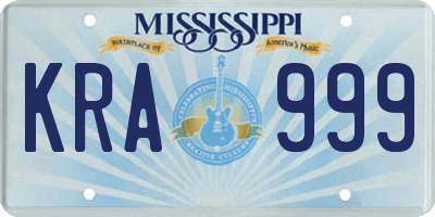 MS license plate KRA999