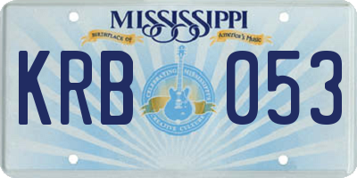 MS license plate KRB053