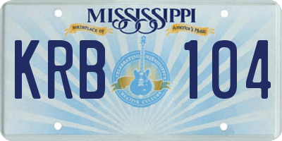 MS license plate KRB104