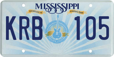 MS license plate KRB105