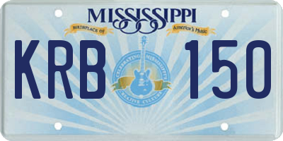 MS license plate KRB150