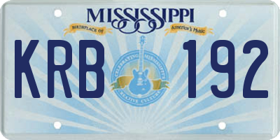 MS license plate KRB192