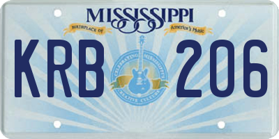 MS license plate KRB206