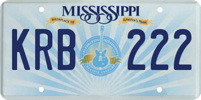 MS license plate KRB222
