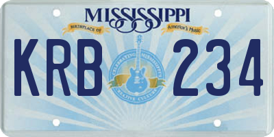 MS license plate KRB234