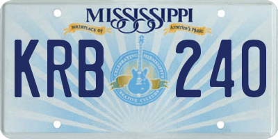 MS license plate KRB240