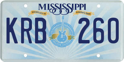 MS license plate KRB260