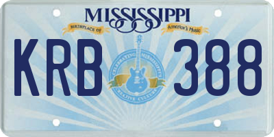 MS license plate KRB388