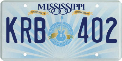 MS license plate KRB402