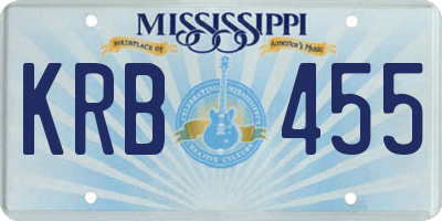 MS license plate KRB455