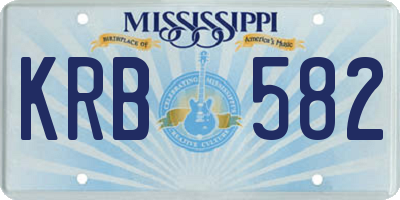 MS license plate KRB582