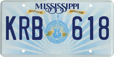 MS license plate KRB618