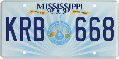 MS license plate KRB668