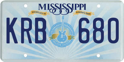 MS license plate KRB680