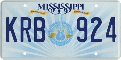 MS license plate KRB924