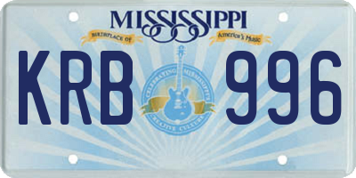 MS license plate KRB996