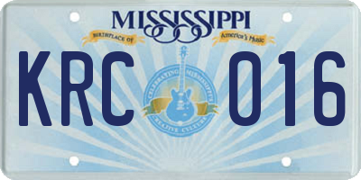 MS license plate KRC016