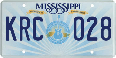 MS license plate KRC028