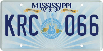 MS license plate KRC066