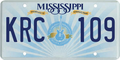 MS license plate KRC109