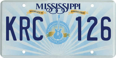 MS license plate KRC126