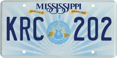 MS license plate KRC202