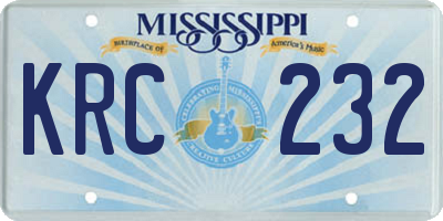 MS license plate KRC232