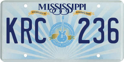 MS license plate KRC236