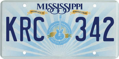 MS license plate KRC342
