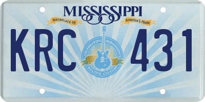 MS license plate KRC431