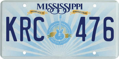 MS license plate KRC476