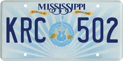 MS license plate KRC502