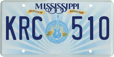MS license plate KRC510