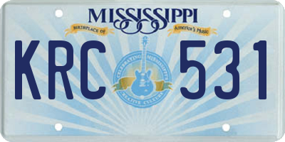 MS license plate KRC531
