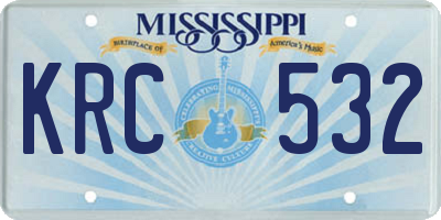 MS license plate KRC532