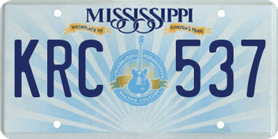 MS license plate KRC537