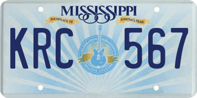 MS license plate KRC567