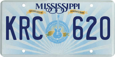 MS license plate KRC620