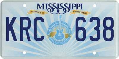 MS license plate KRC638