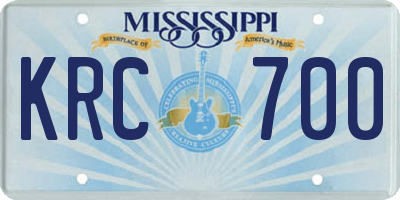 MS license plate KRC700