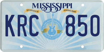 MS license plate KRC850